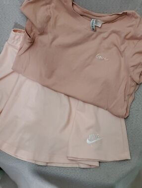 Nike Pale Pink Skirt and H&M Blush Tee